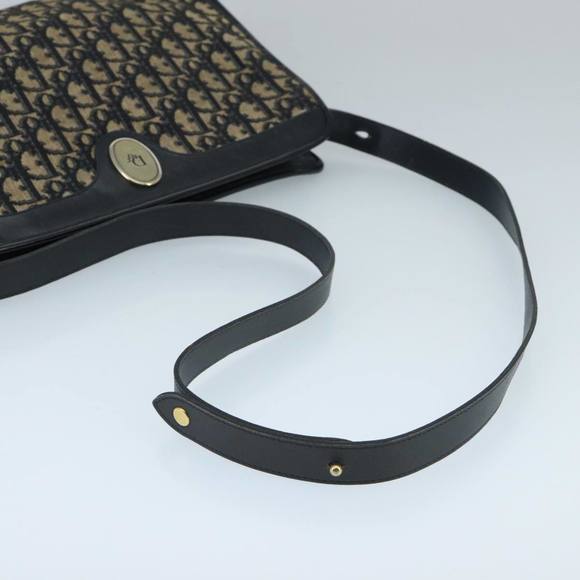 Christian Dior Trotter Canvas Clutch Bag Beige Navy Gold Auth 97851 - Picture 7 of 16